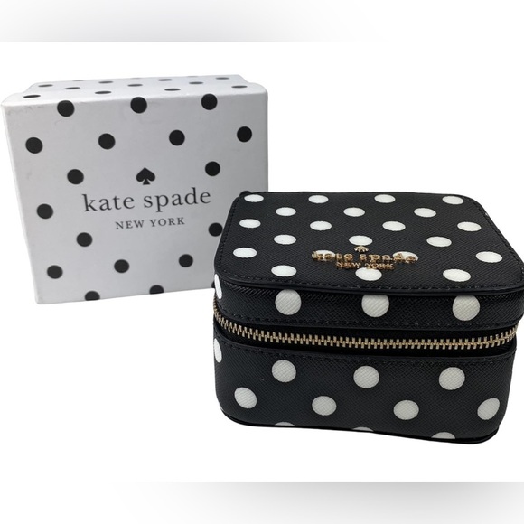 NWT Kate Spade Cheers Charming Dot Boxed Jewelry Holder Black Multi